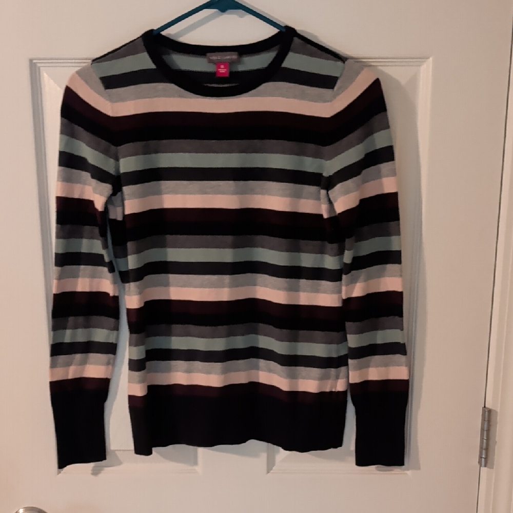 *Vince Camuto Women's Multicolor Striped Crewneck Sweater